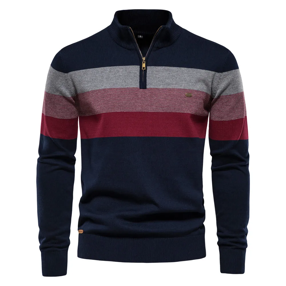 BRAMIR | Mens Sweater with Zipper and Cotton Patchwork