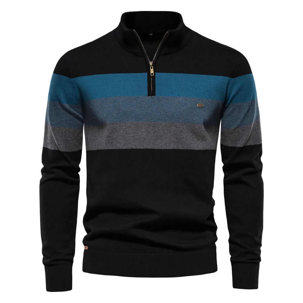 BRAMIR | Mens Sweater with Zipper and Cotton Patchwork