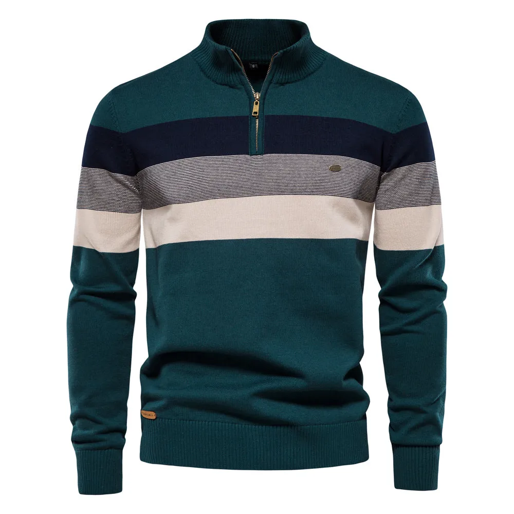 BRAMIR | Mens Sweater with Zipper and Cotton Patchwork