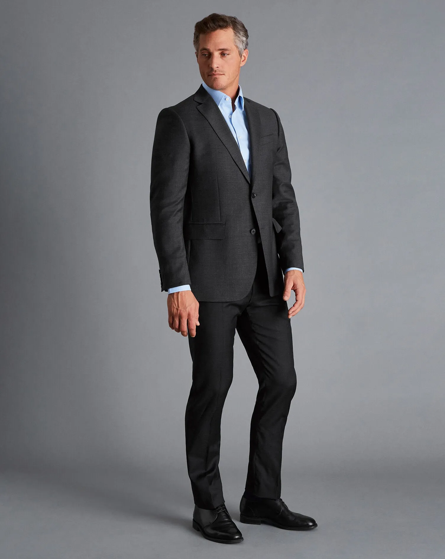 Charcoal Slim Fit Natural Stretch Twill Suit Trouser