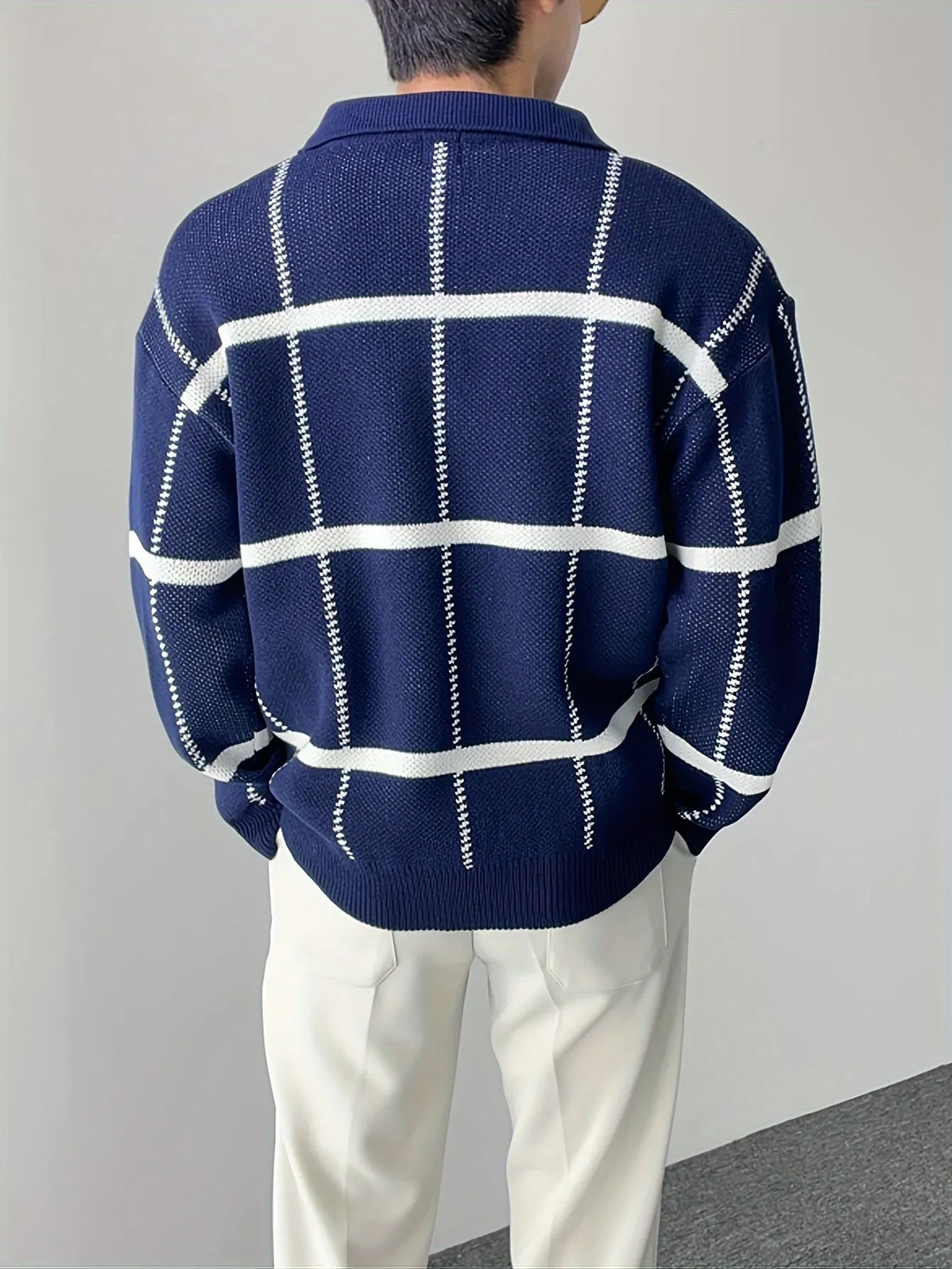 DARNIX | Mens Checked Sweater with Quarter-Zip