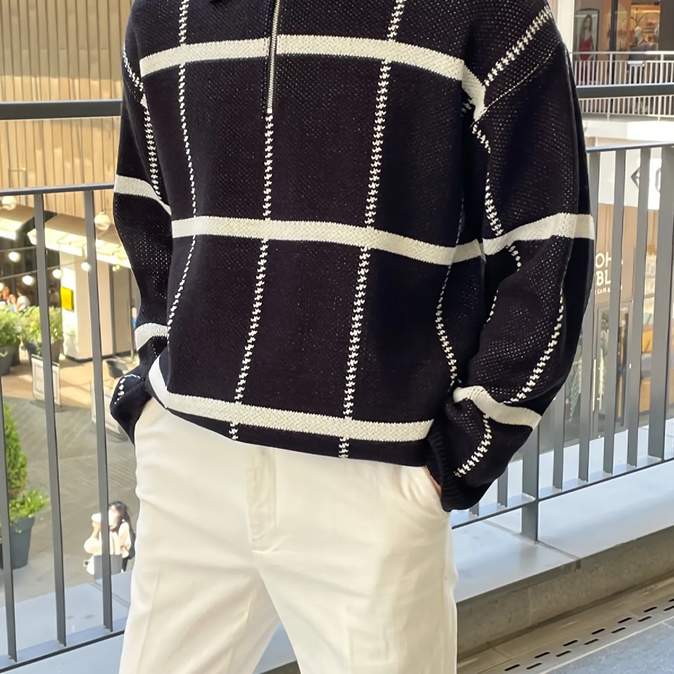 DARNIX | Mens Checked Sweater with Quarter-Zip