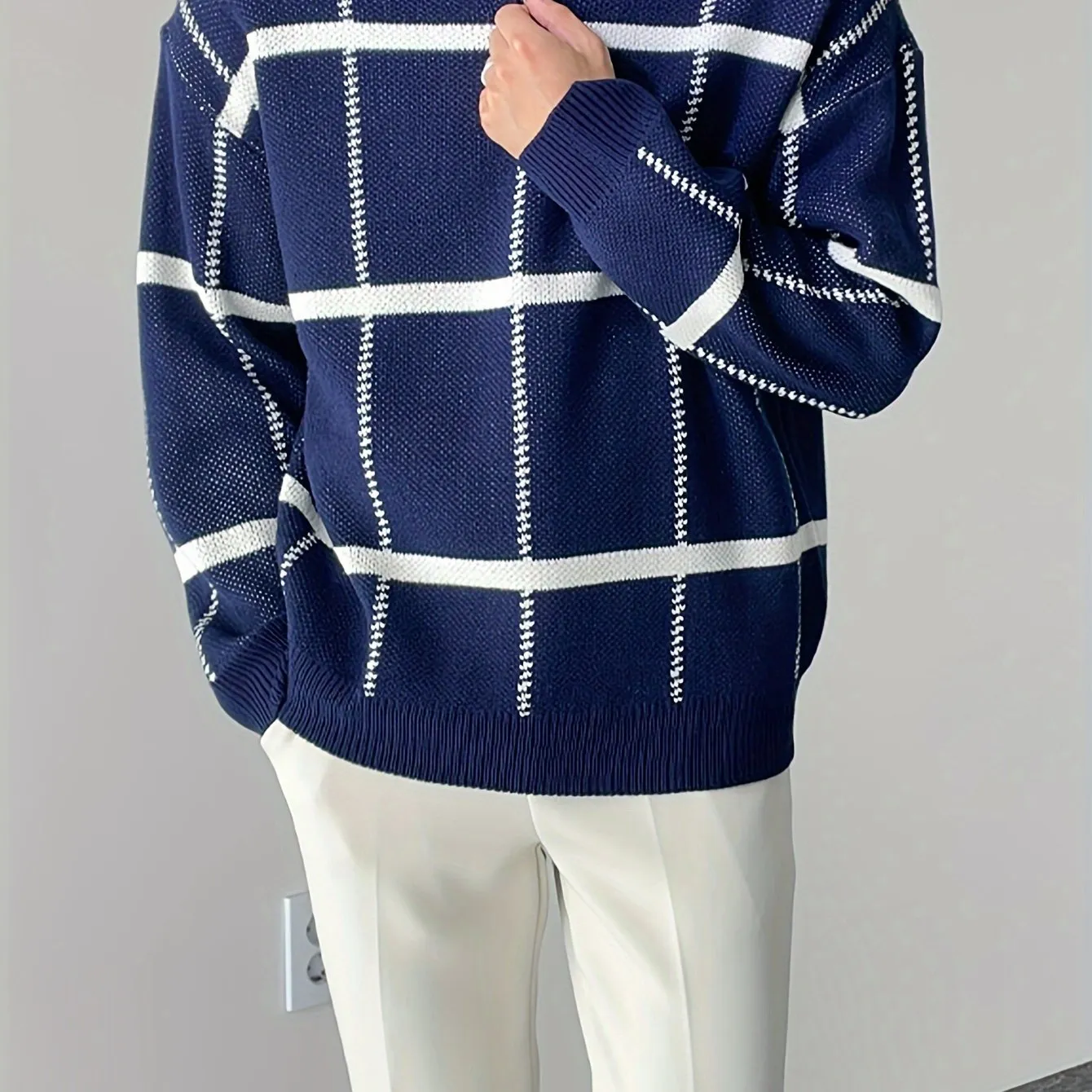 DARNIX | Mens Checked Sweater with Quarter-Zip