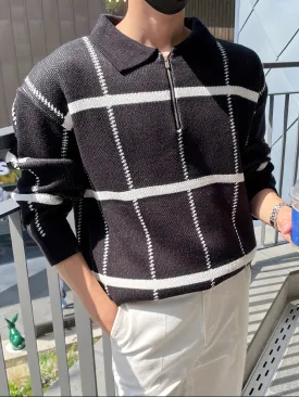 DARNIX | Mens Checked Sweater with Quarter-Zip