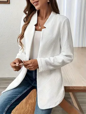 EMERIE | Solid Texture Open Front Blazer with Long Sleeves