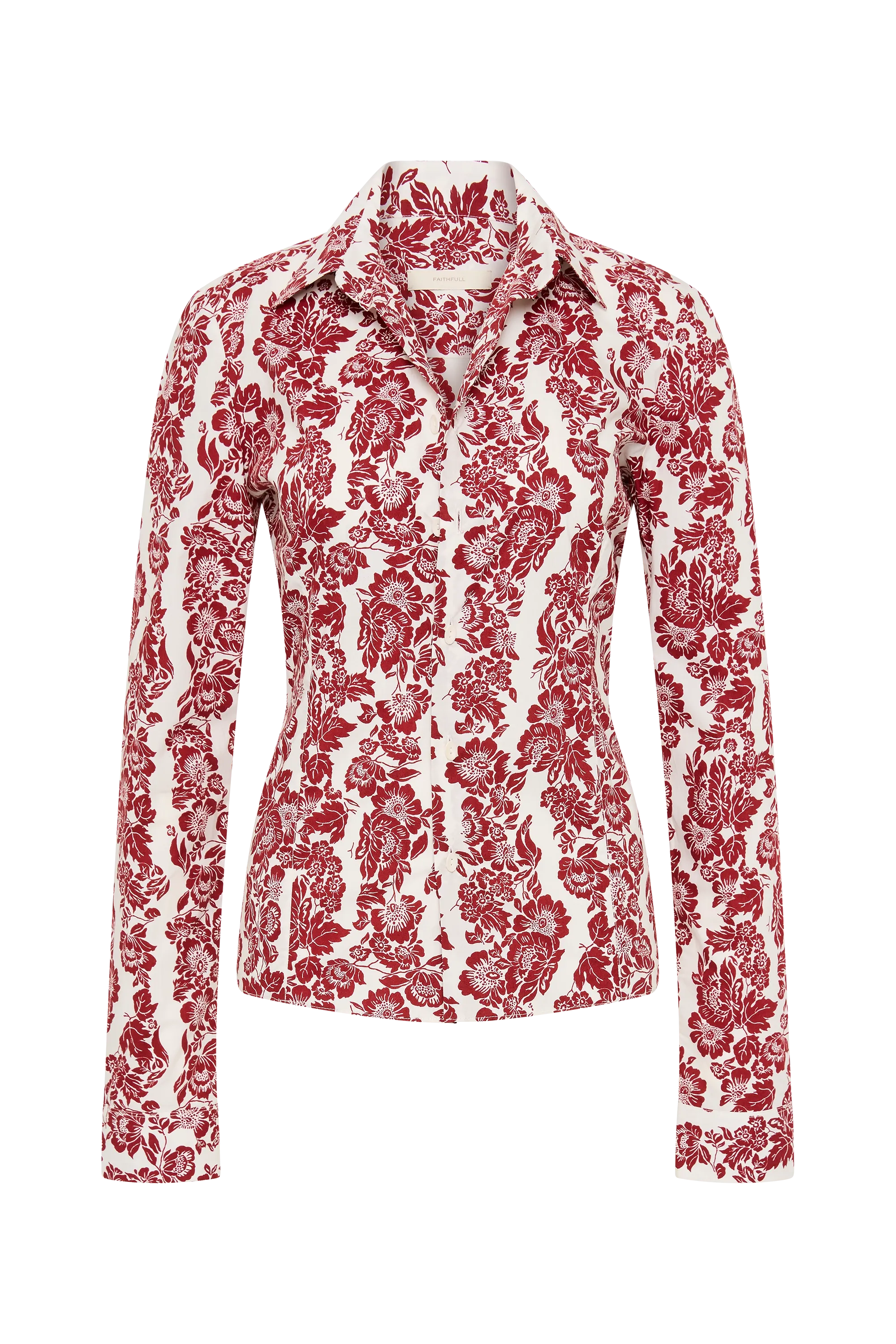 Estelle Fitted Shirt Striped Floral Wine