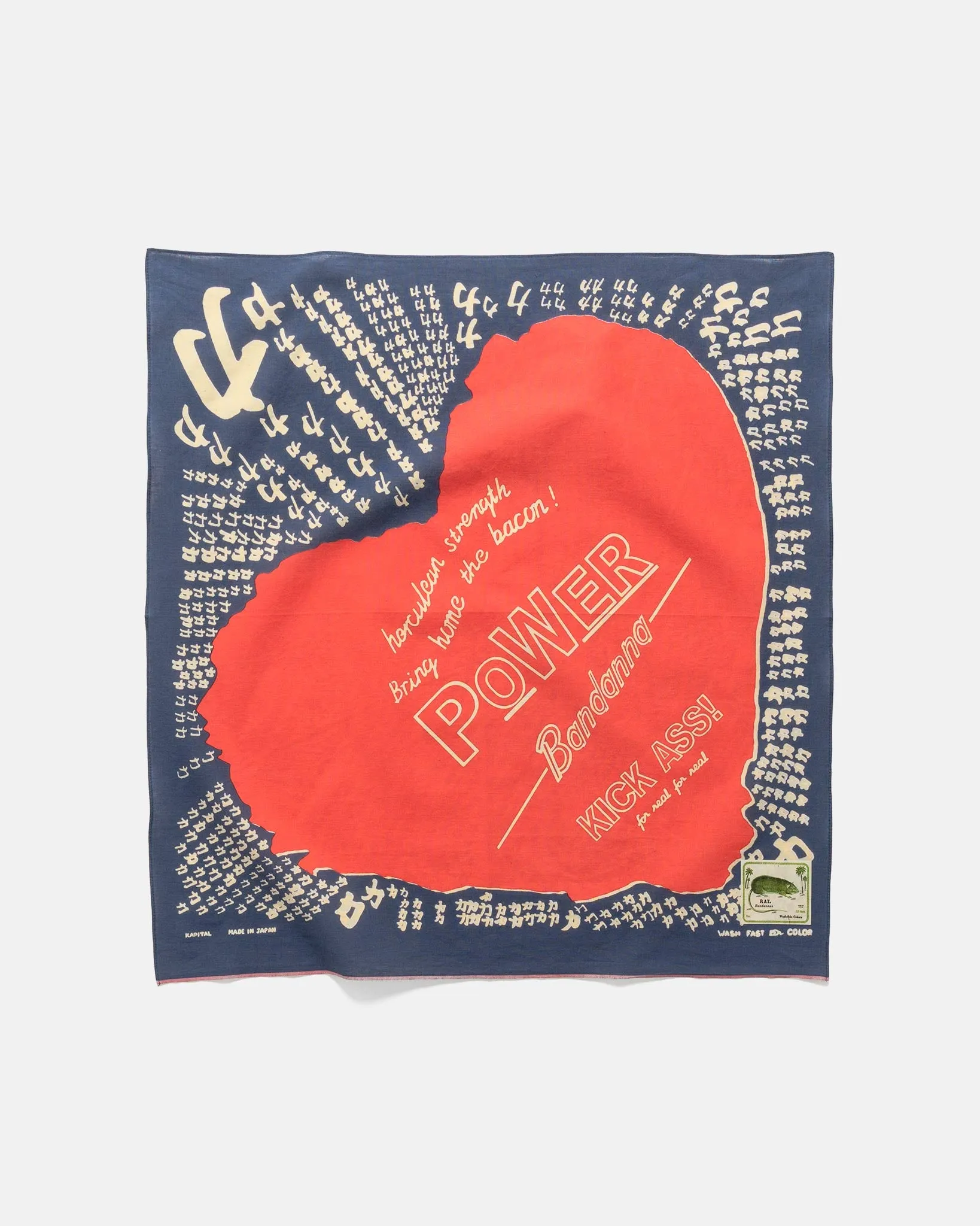 Fastcolor Selvedge Bandanna (LOVE POWER) Navy