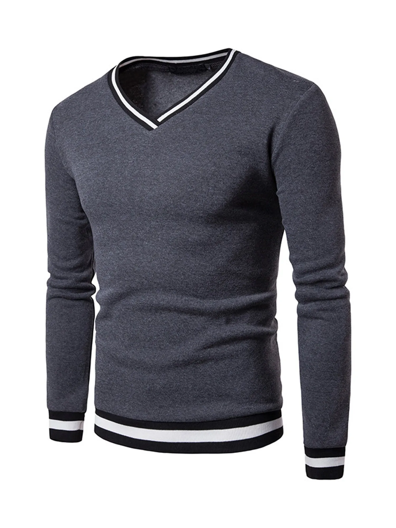 FENLUXE | Warm Mens Sweatshirt in Color Block, V-Neck, Autumn/Winter