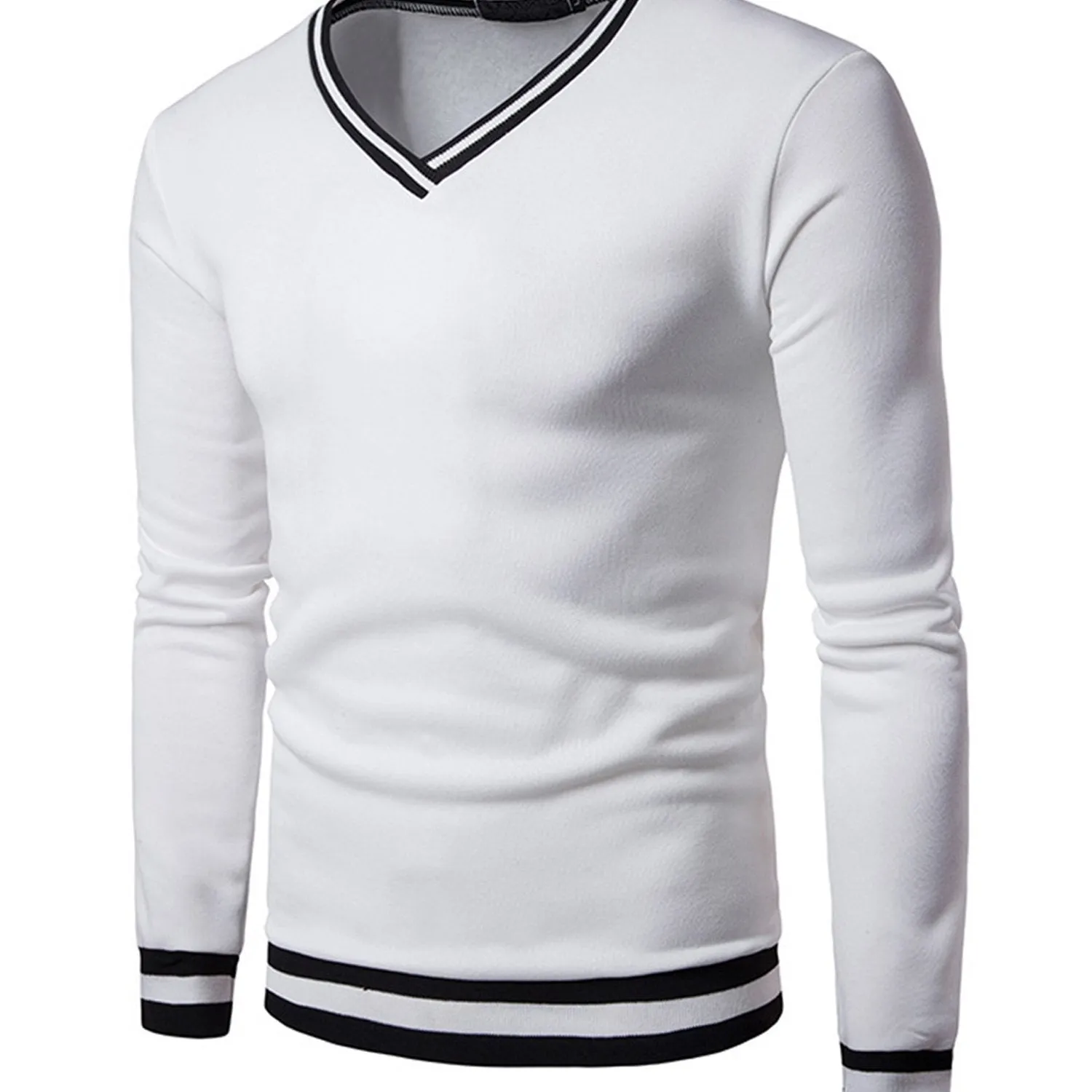 FENLUXE | Warm Mens Sweatshirt in Color Block, V-Neck, Autumn/Winter