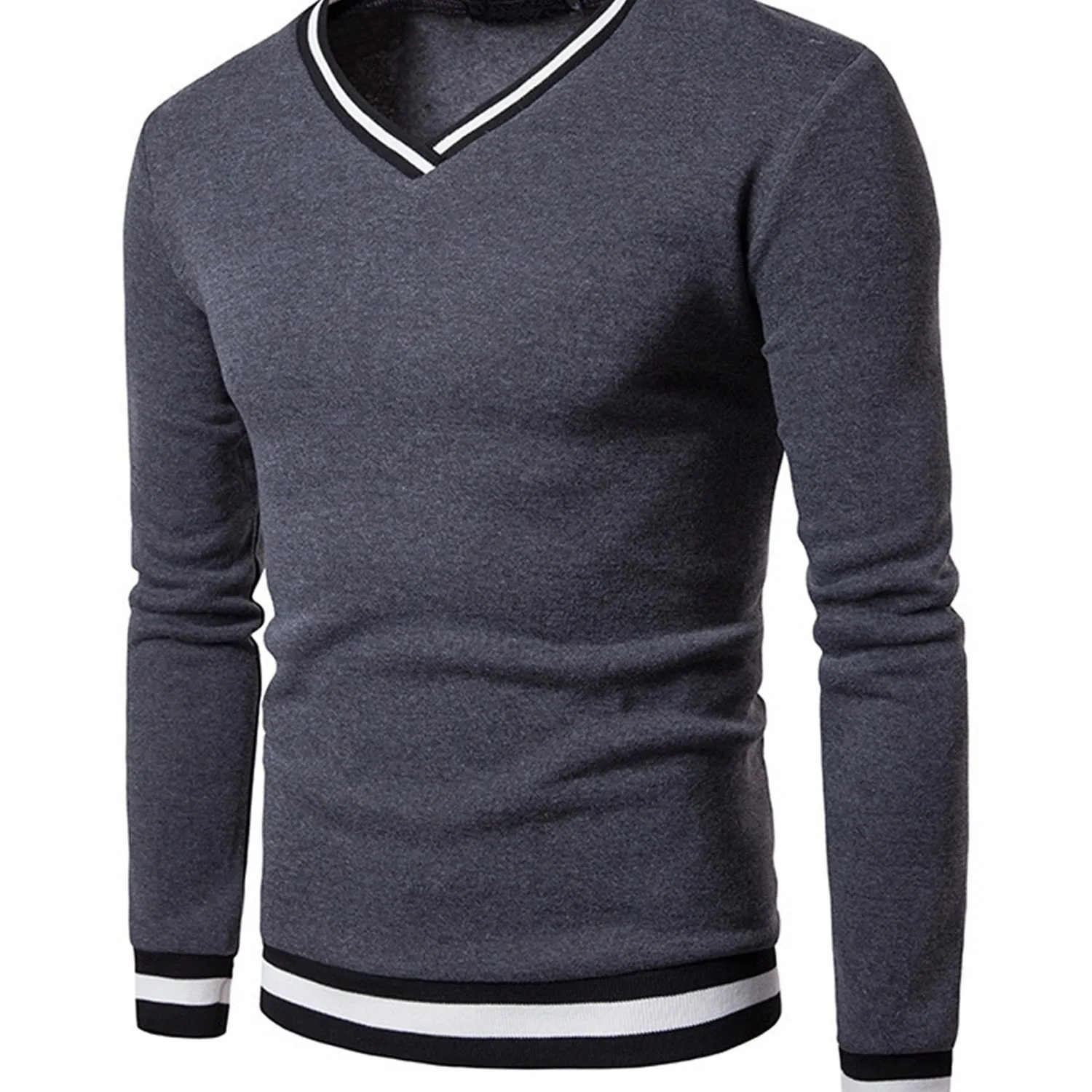 FENLUXE | Warm Mens Sweatshirt in Color Block, V-Neck, Autumn/Winter