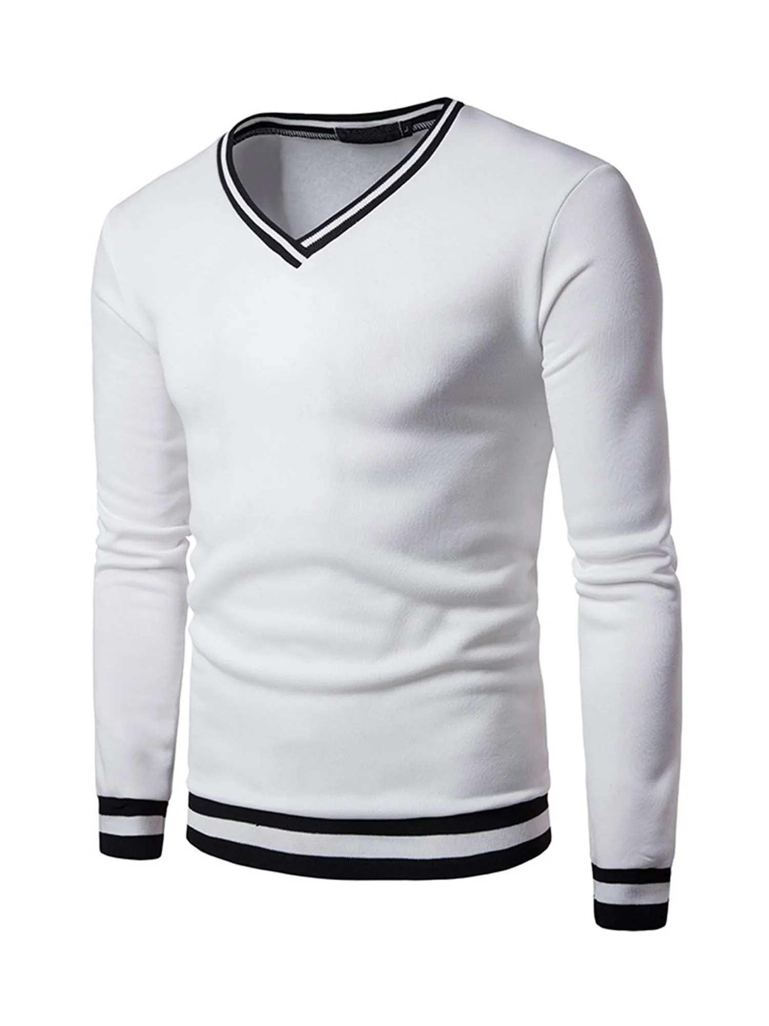 FENLUXE | Warm Mens Sweatshirt in Color Block, V-Neck, Autumn/Winter
