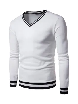 FENLUXE | Warm Mens Sweatshirt in Color Block, V-Neck, Autumn/Winter