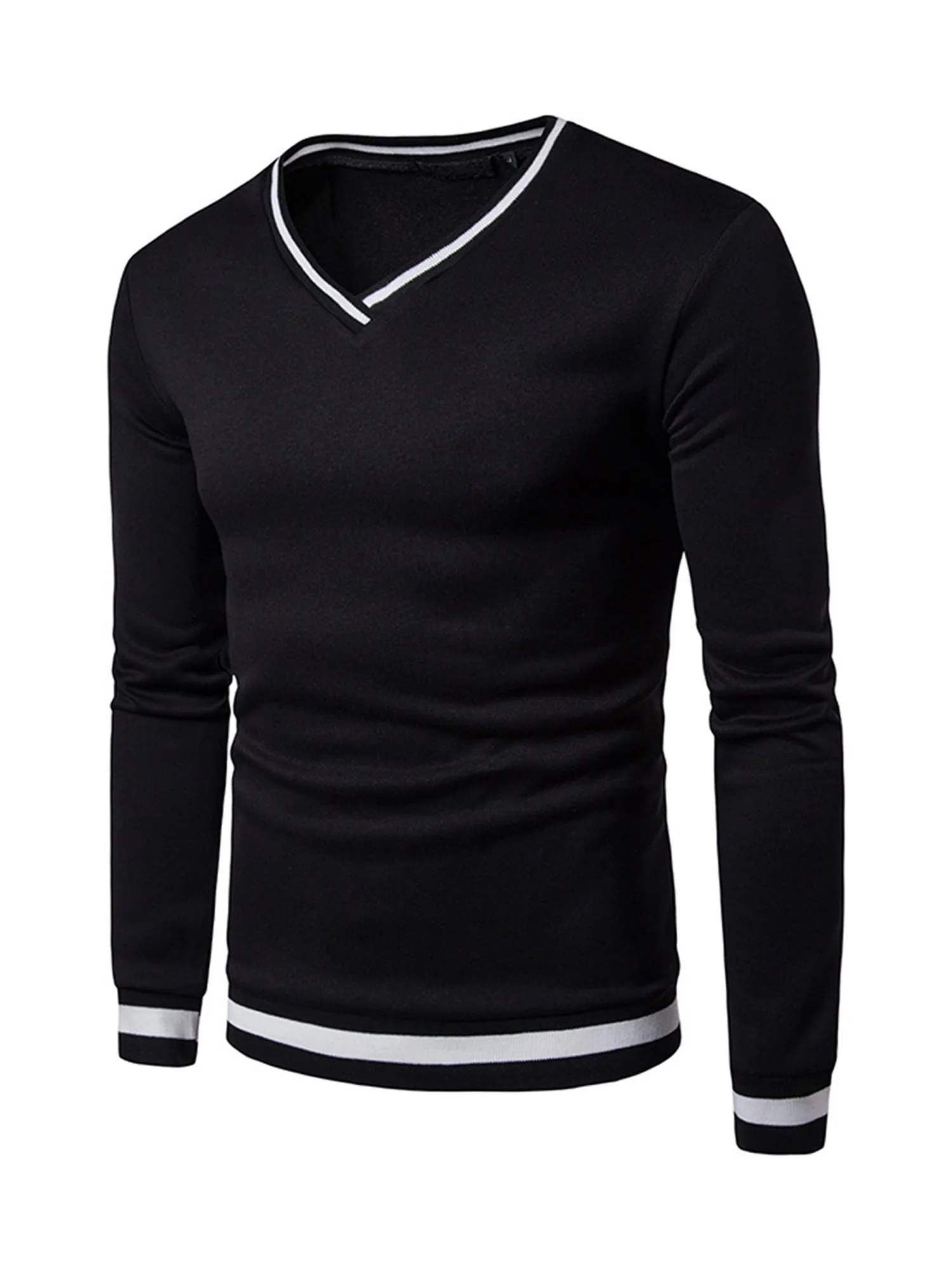 FENLUXE | Warm Mens Sweatshirt in Color Block, V-Neck, Autumn/Winter