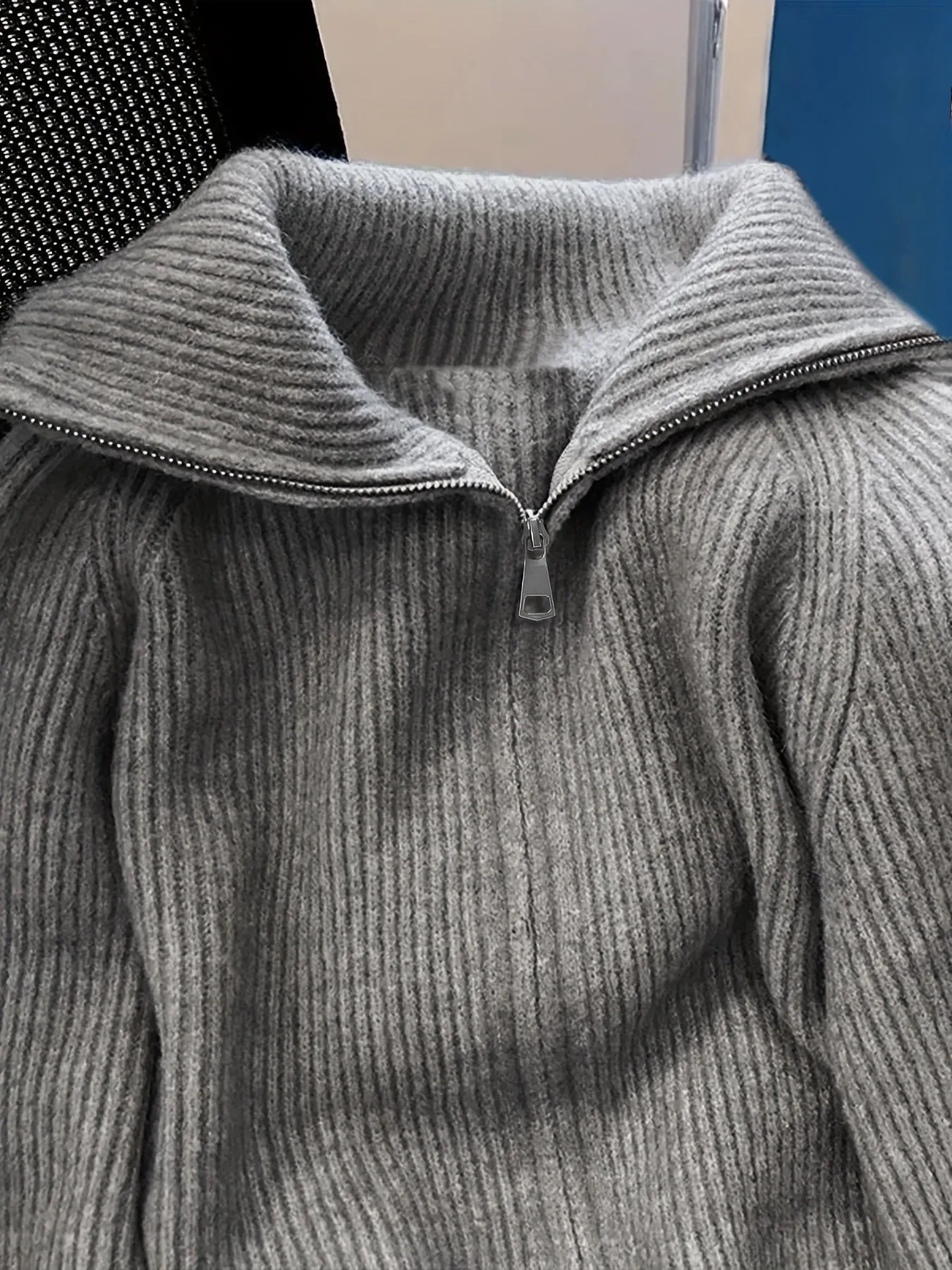 FLOREN | Casual Two-Tone Zip Cardigan