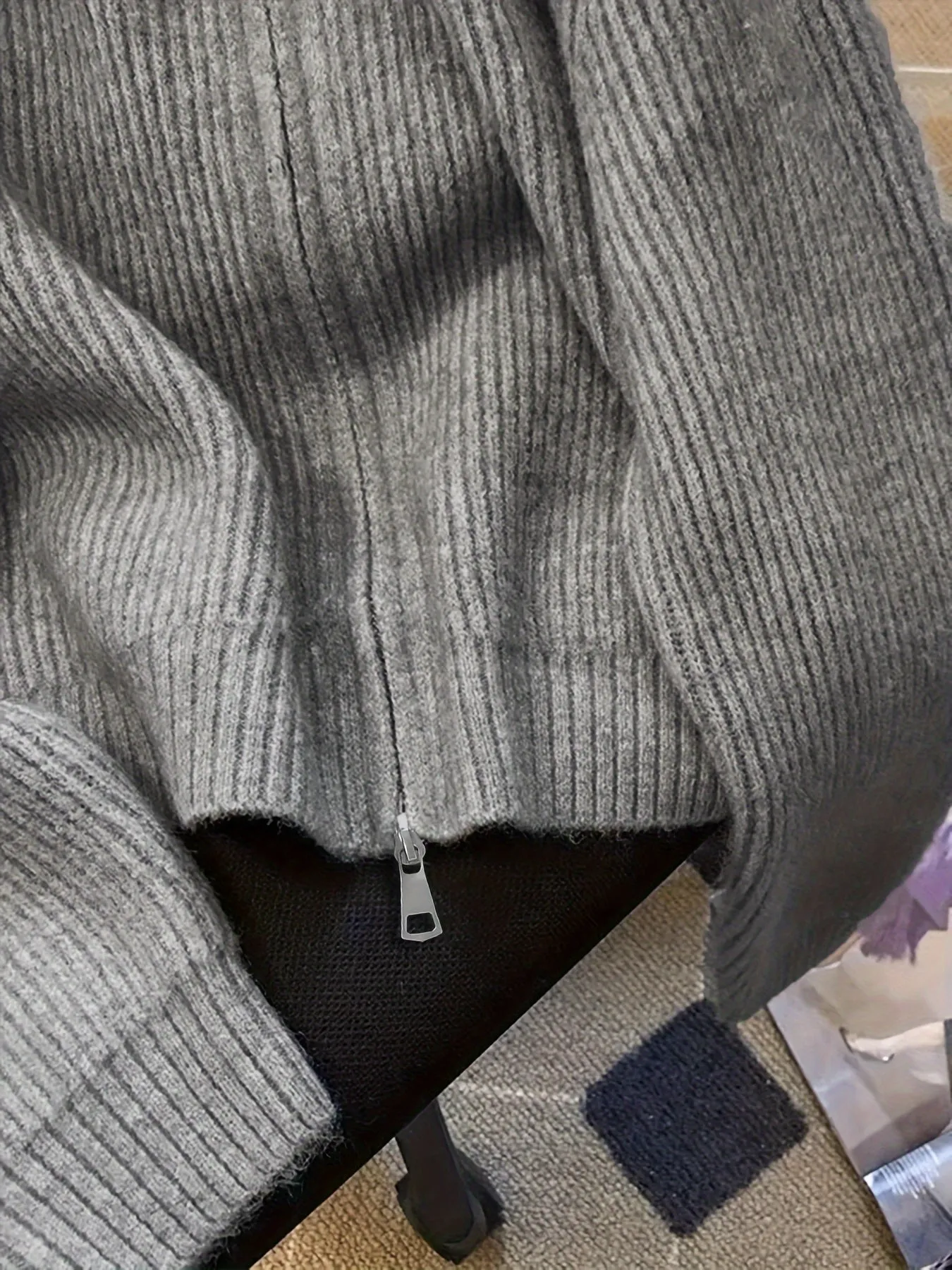 FLOREN | Casual Two-Tone Zip Cardigan