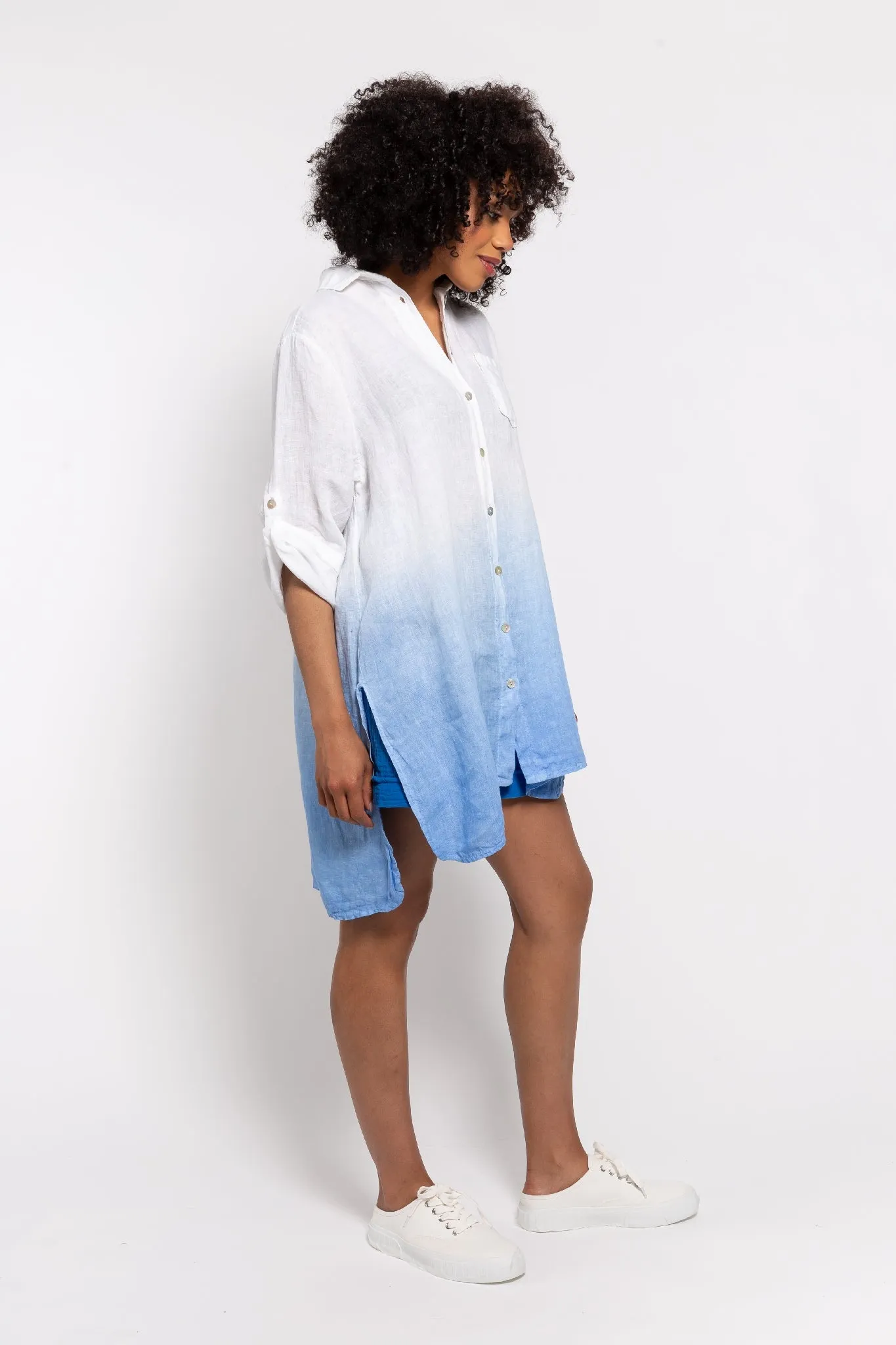 M Made in italy  Women's Woven 3/4 Sleeve Shirt