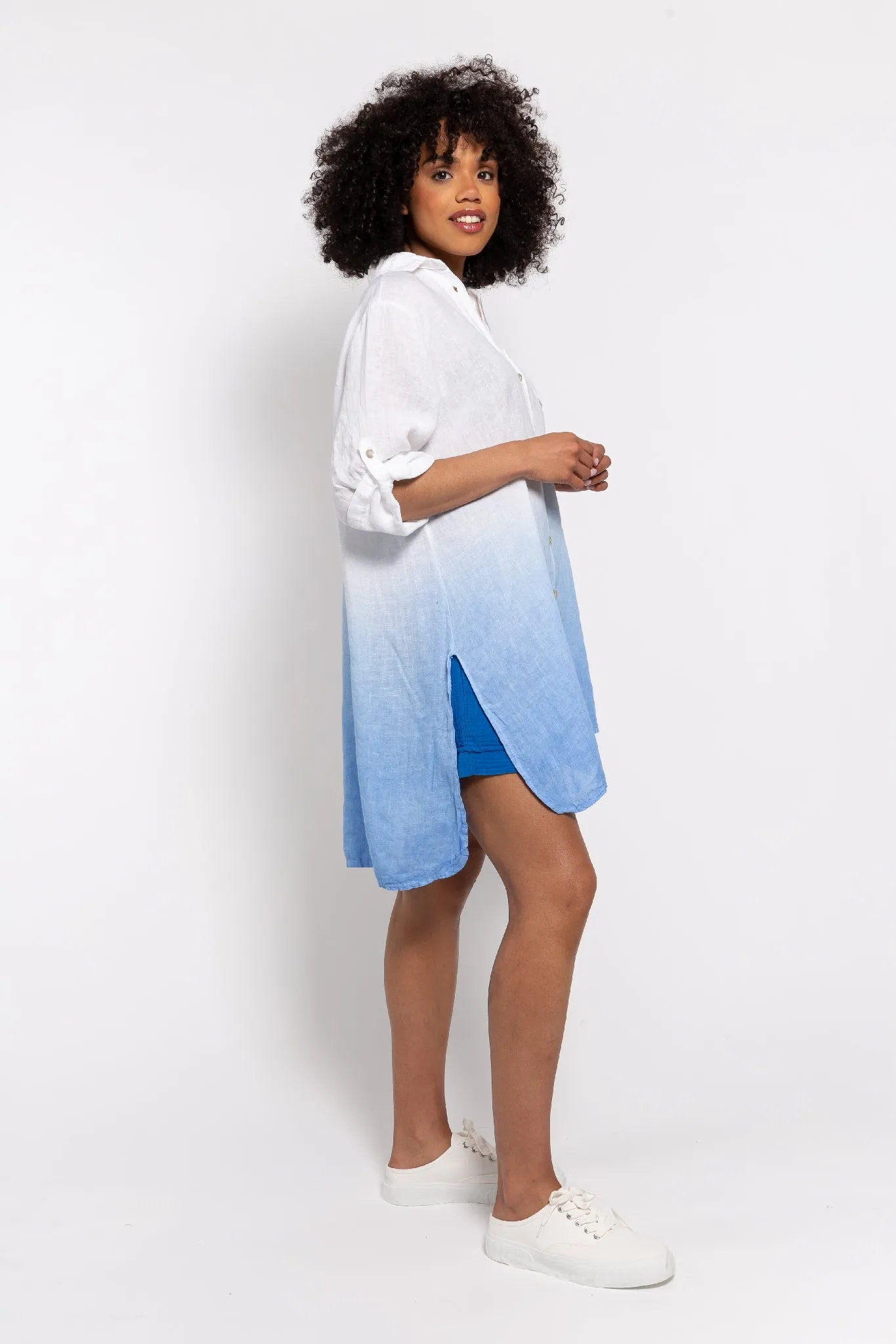 M Made in italy  Women's Woven 3/4 Sleeve Shirt