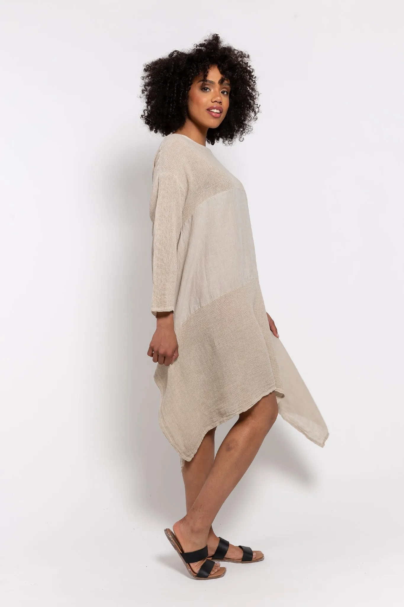 M Made in italy  Women's Woven Long Sleeve Dress