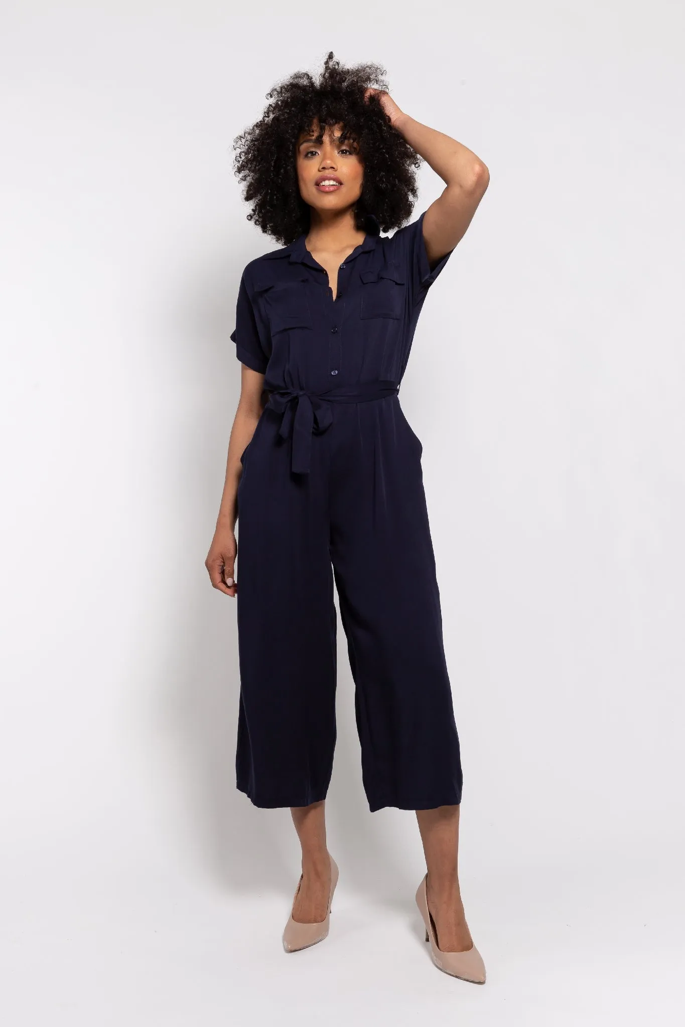 M Made in italy  Women's Woven Short Sleeve Jumpsuit