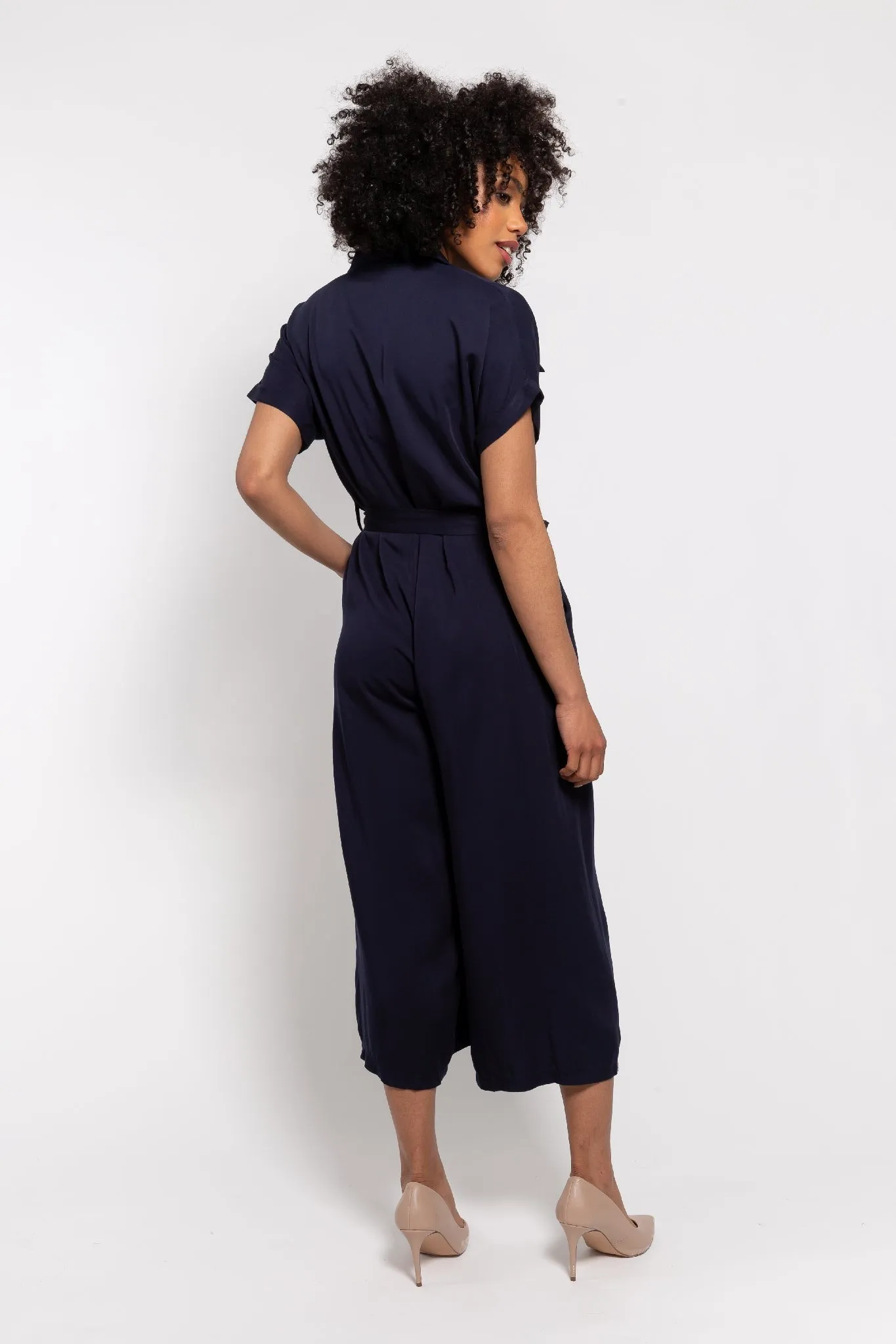 M Made in italy  Women's Woven Short Sleeve Jumpsuit