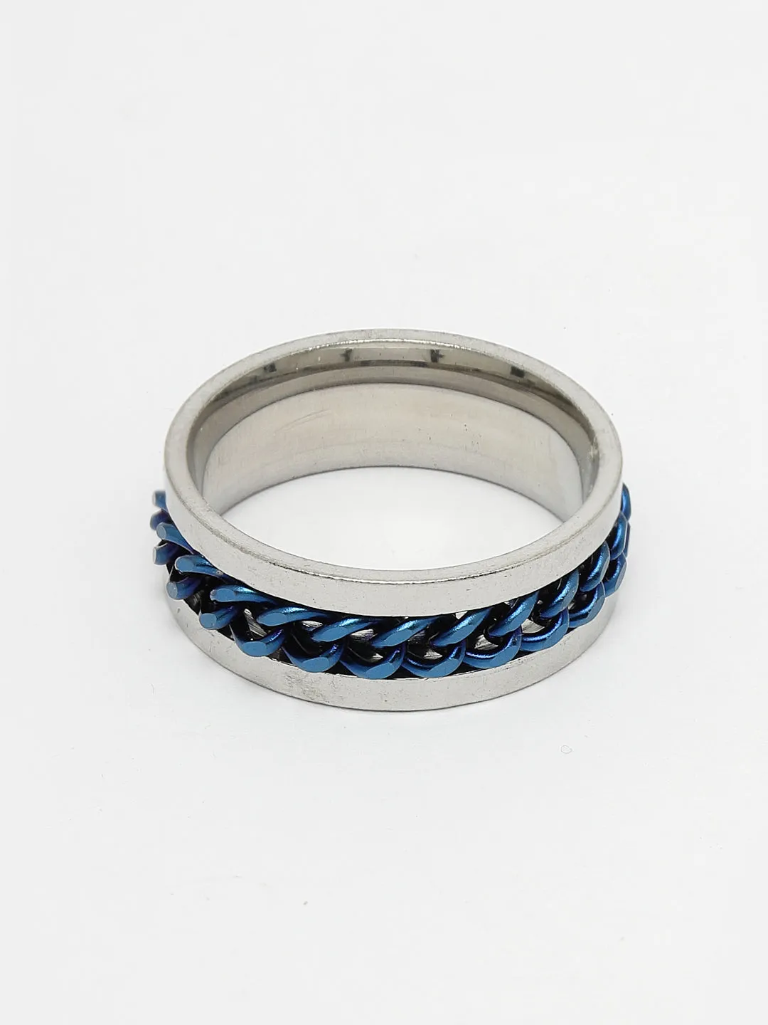 Men's Rhodium Plated Stainless Steel Finger Ring - NVR