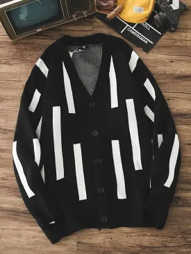 SOPREN | Geometric Knitted Cardigan with V-Neck