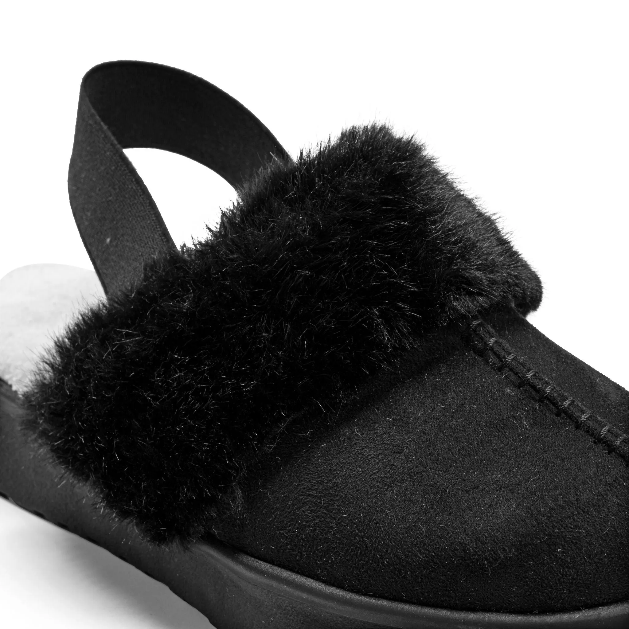 Suede Slingback Clogs - Black