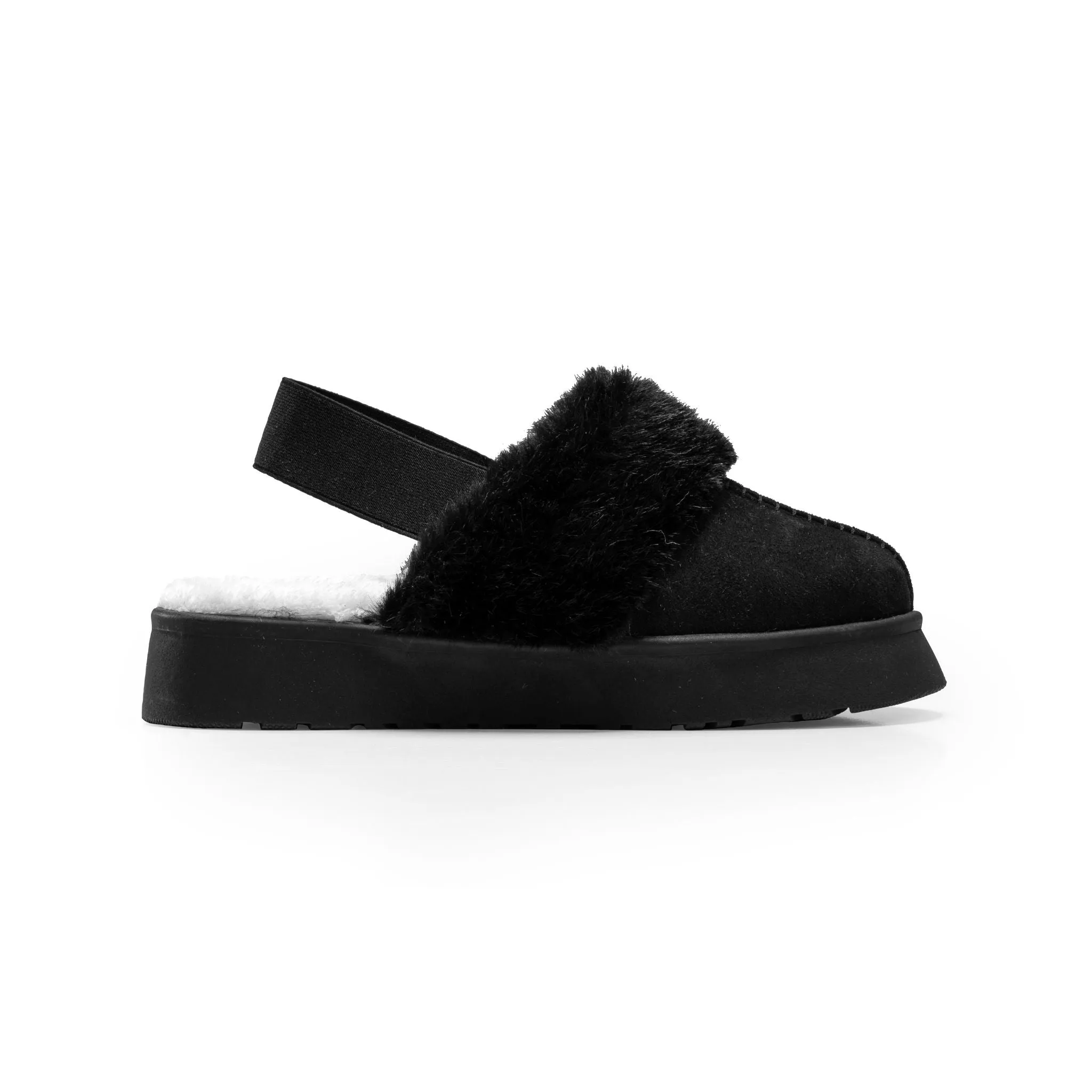 Suede Slingback Clogs - Black