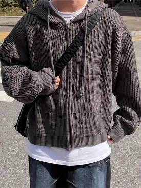 THADAN | Casual Mens Vest with Hood in Dark Gray