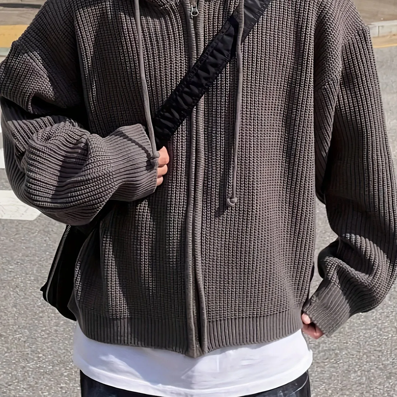 THADAN | Casual Mens Vest with Hood in Dark Gray