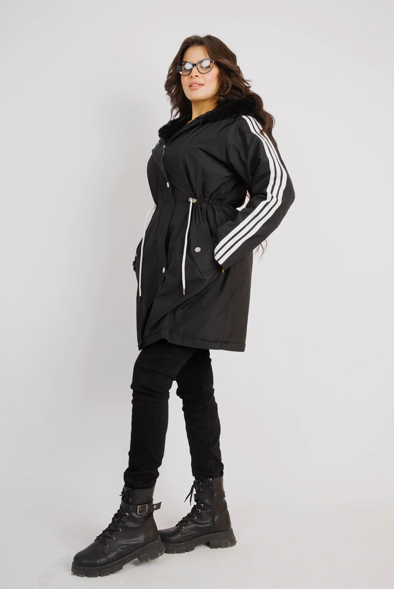 Ultimate Hooded Fur-Lined Jacket  - Black