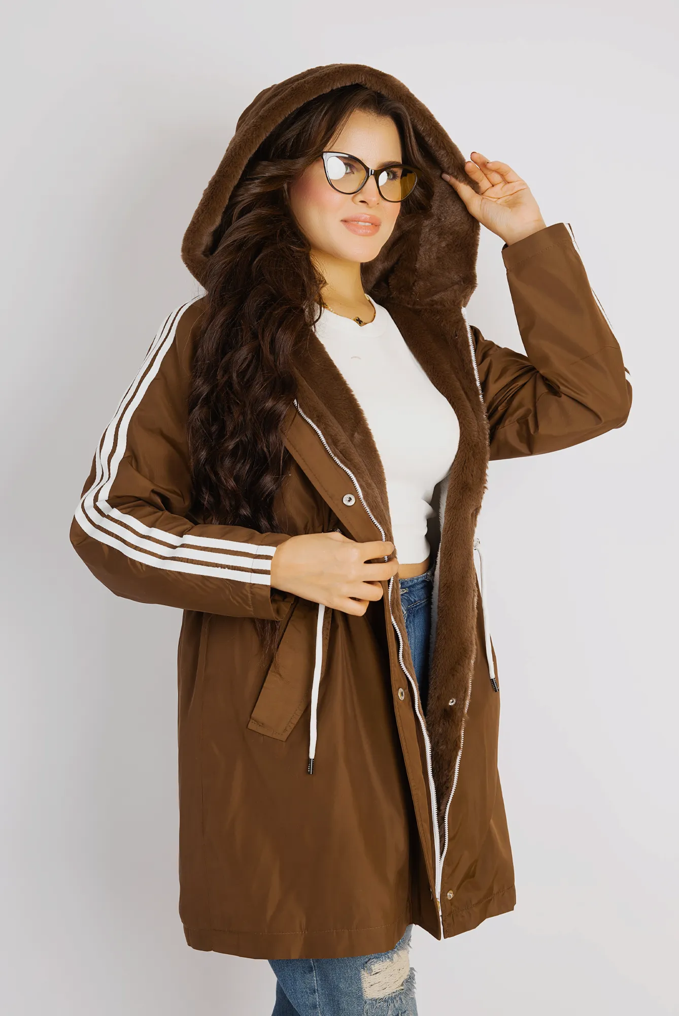 Ultimate Hooded Fur-Lined Jacket - Brown