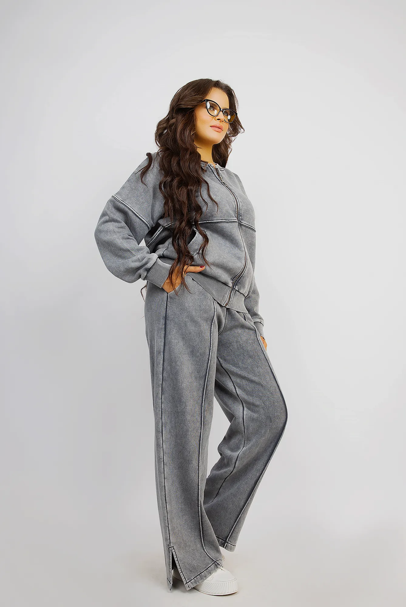 Washed Gray Relaxed Fit Tracksuit