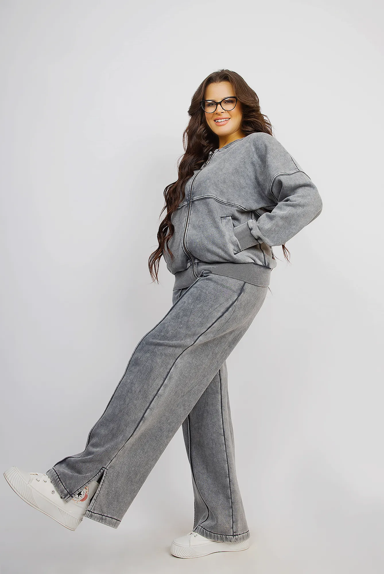 Washed Gray Relaxed Fit Tracksuit