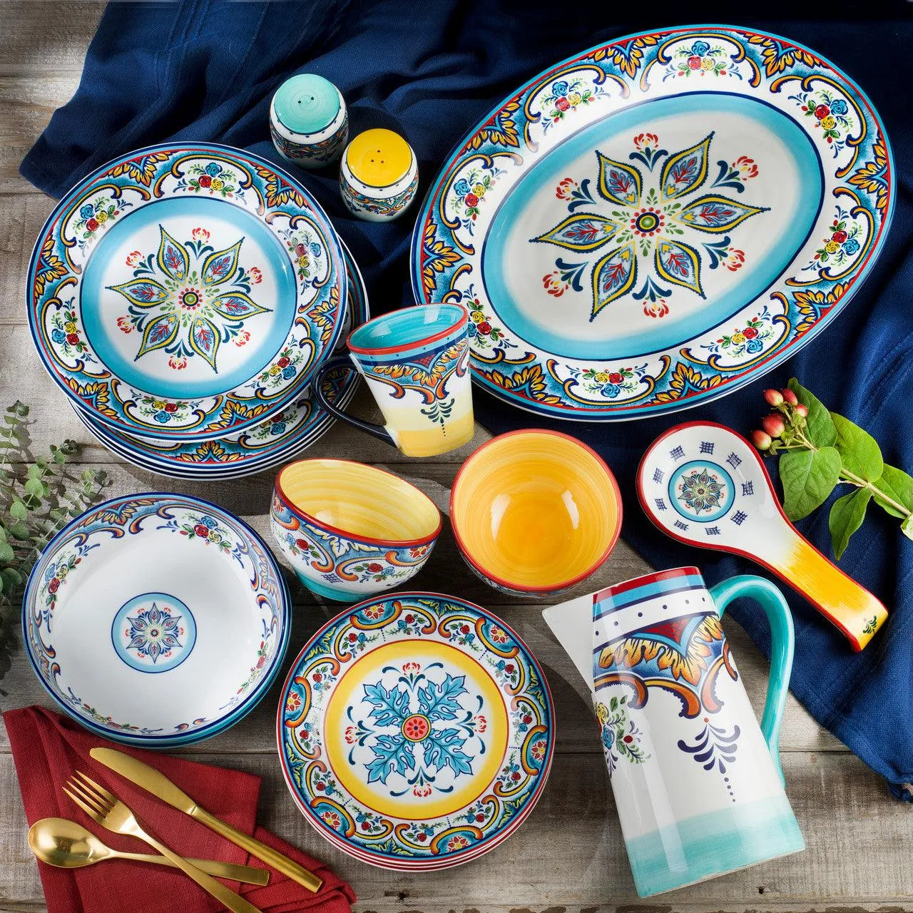 Zanzibar 16 Piece Stoneware Dinnerware Set, Service for 4